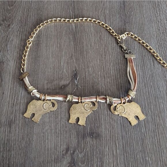 Vintage Elephant Gold Chain Waist Hip Belt 40.5" Long - Picture 1 of 5